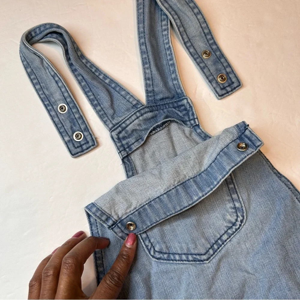 The Children's Place Girl’s Blue Denim Jeans Romper Overalls Sleeveless Size 10